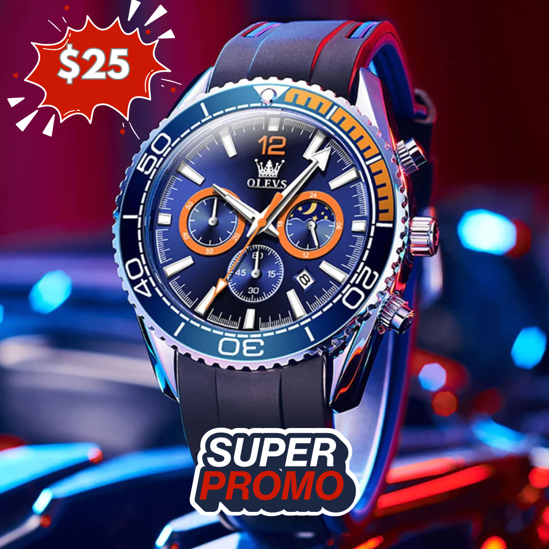 Reloj olevs azul/negro ole-14