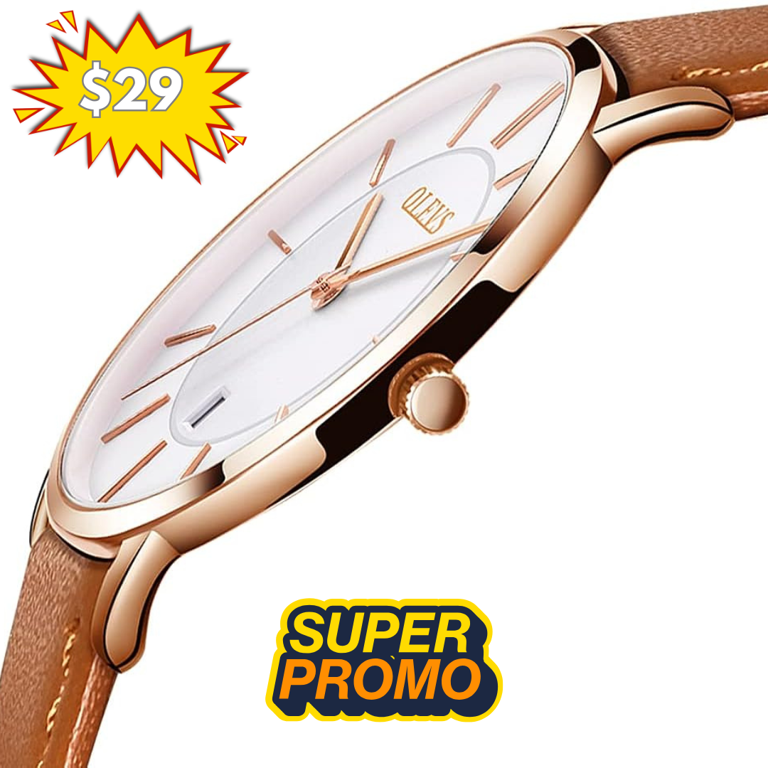 Reloj olevs blanco/café ole-7