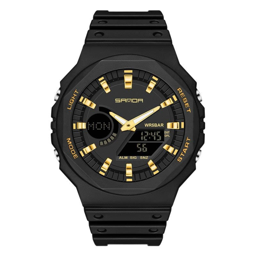 Reloj sanda negro/dorado san-7