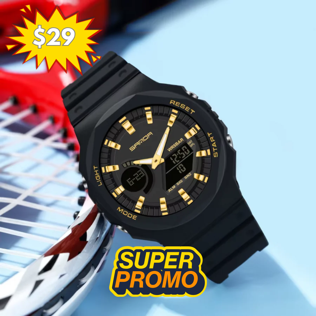 Reloj sanda negro/dorado san-7
