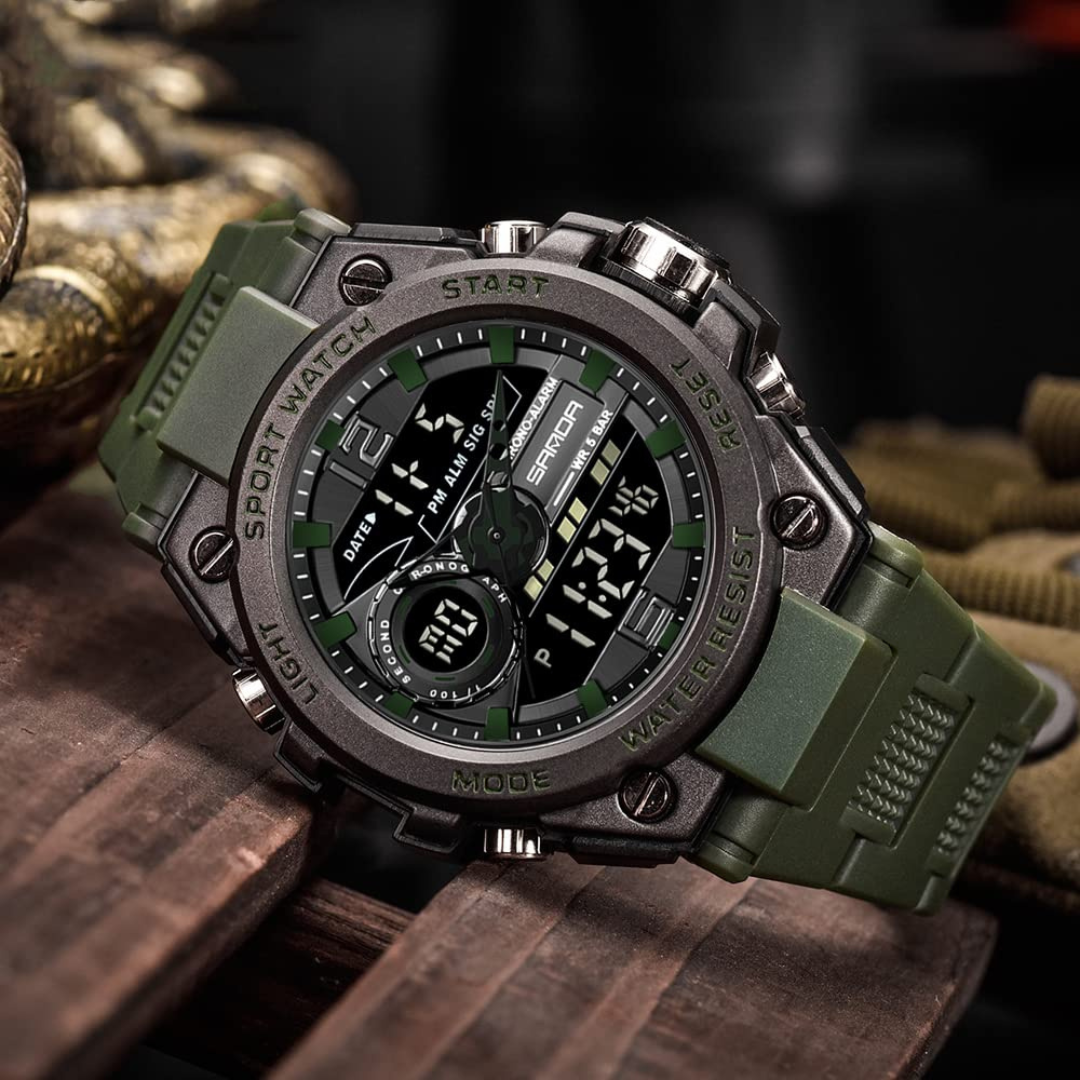 Reloj sanda verde/negro san-3