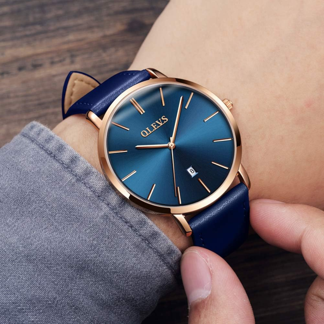 Reloj olevs azul/dorado ole-45