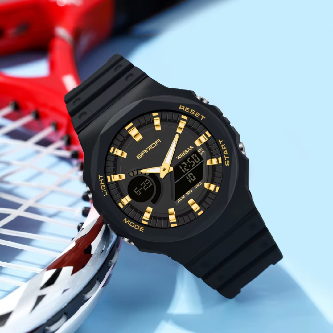 Reloj sanda negro/dorado san-7