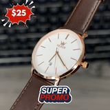 Reloj olevs blanco/café ole-10
