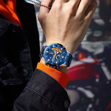 RELOJ CURREN AZUL/TOMATE CUR-41