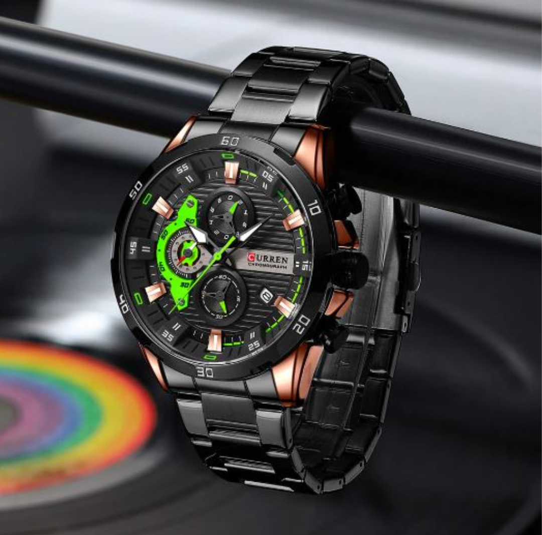 RELOJ CURREN NEGRO/VERDE CUR-42