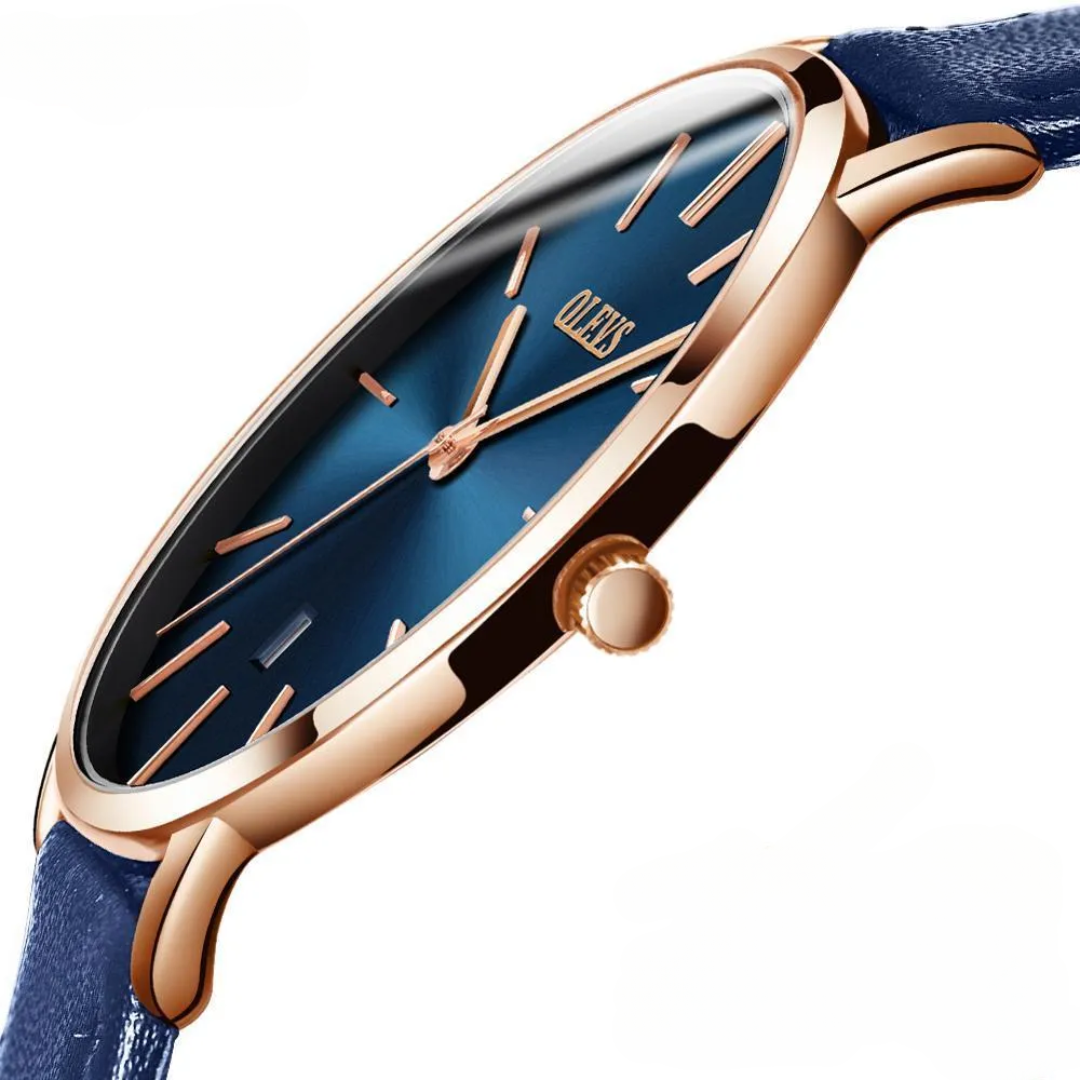 Reloj olevs azul/dorado ole-45