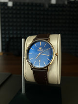 Reloj olevs azul/café ole-8