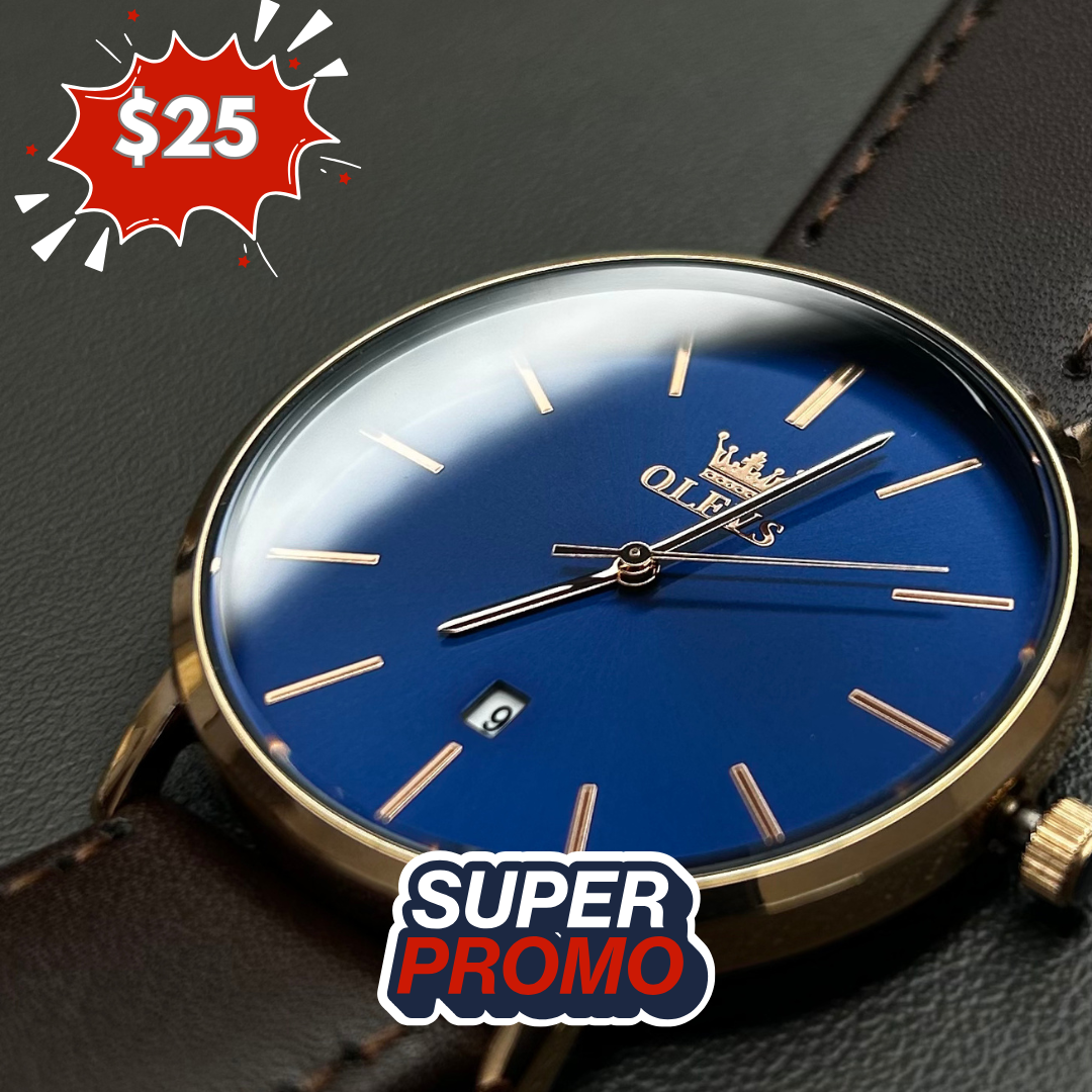 Reloj olevs azul/café ole-8