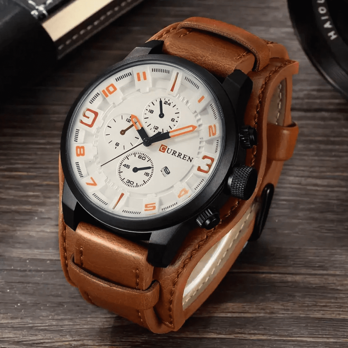 Reloj curren blanco/café cur-3