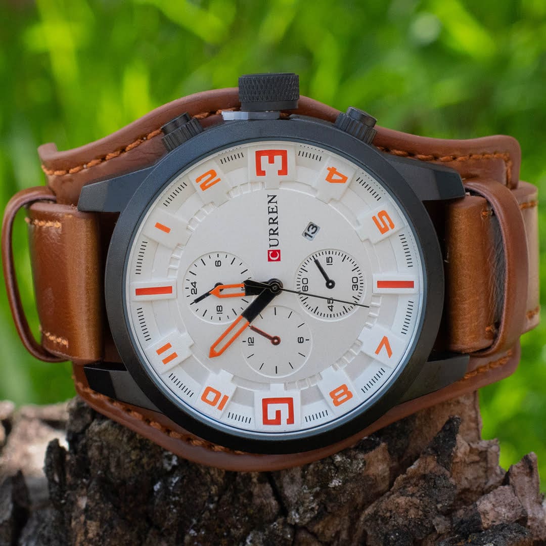 Reloj curren blanco/café cur-3