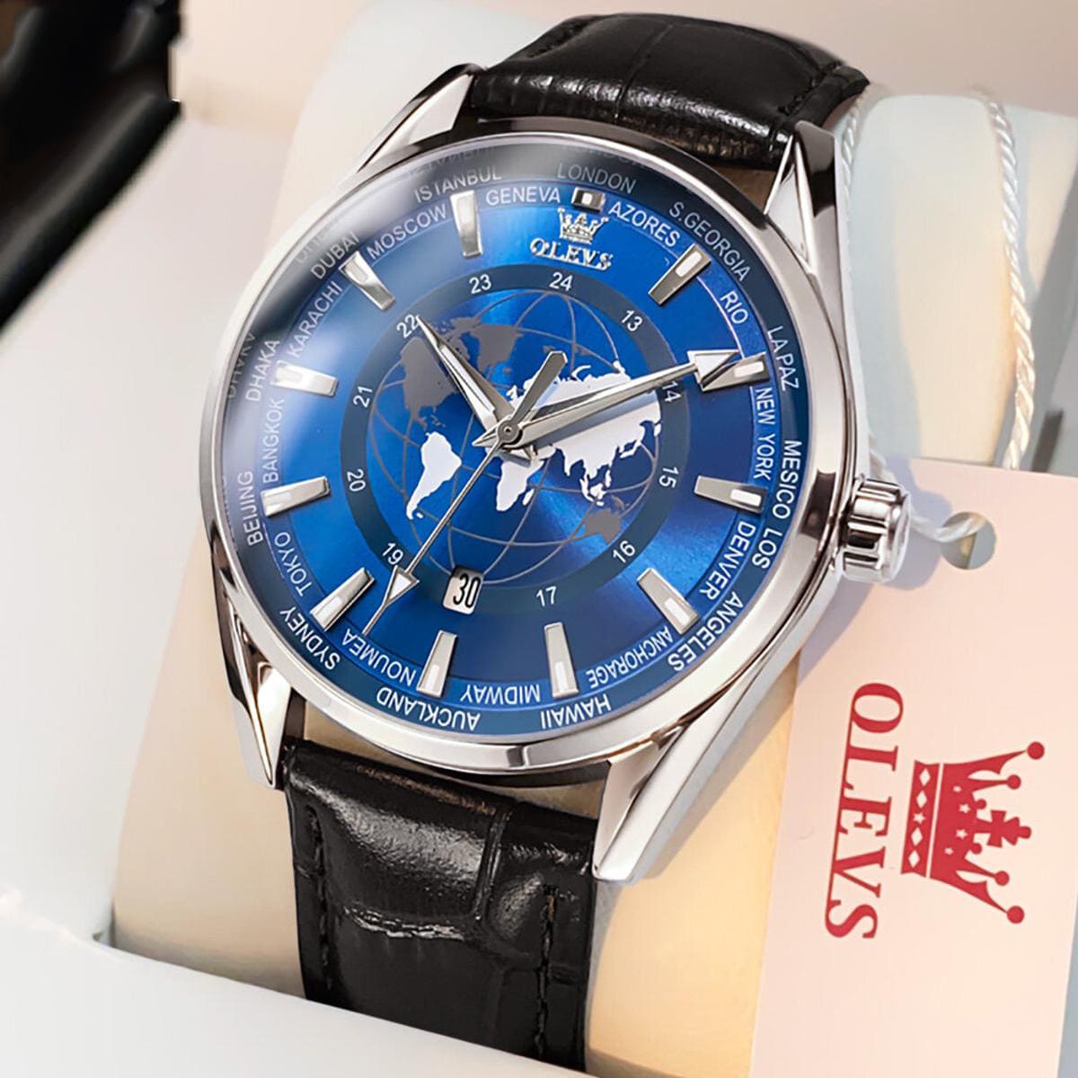 Reloj olevs azul/negro ole-1