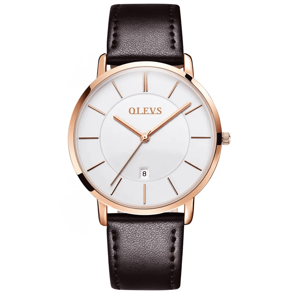 Reloj olevs blanco/café ole-10