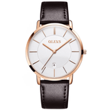 Reloj olevs blanco/café ole-10