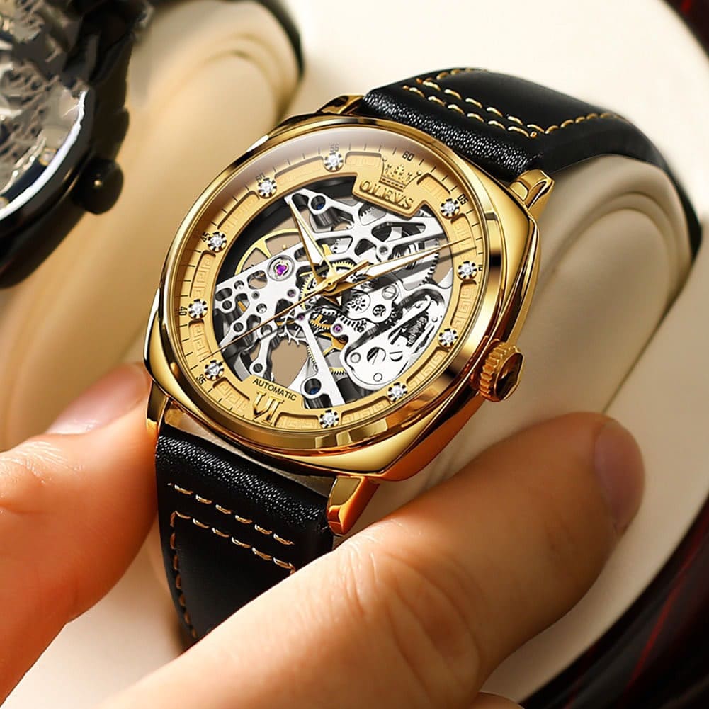 Reloj automático olevs dorado/negro ole-17