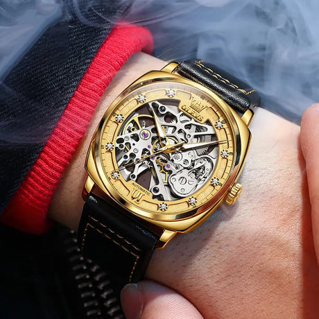 Reloj automático olevs dorado/negro ole-17