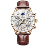 Reloj olevs blanco/café ole-18