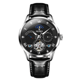 Reloj automático olevs plateado/negro ole-19