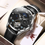Reloj automático olevs plateado/negro ole-19
