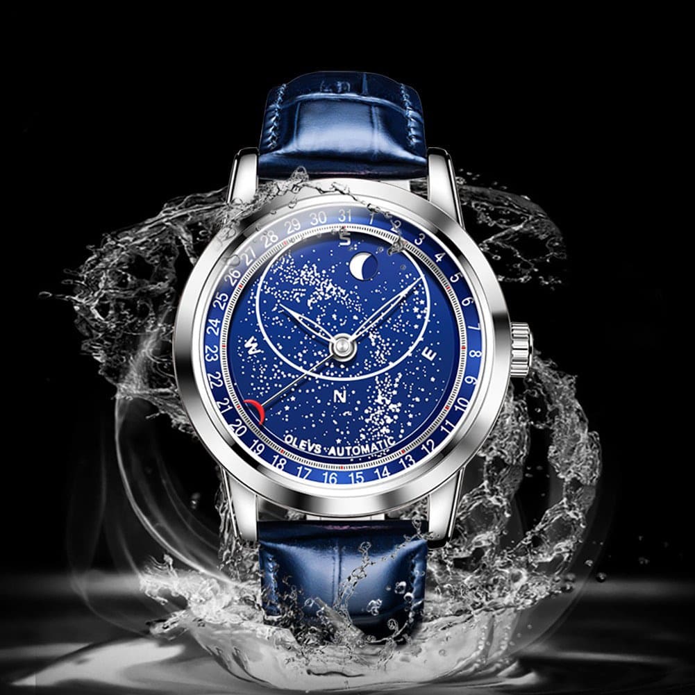 Reloj automático olevs azul estelar ole-22