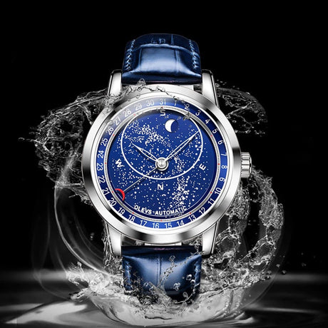 Reloj automático olevs azul estelar ole-22