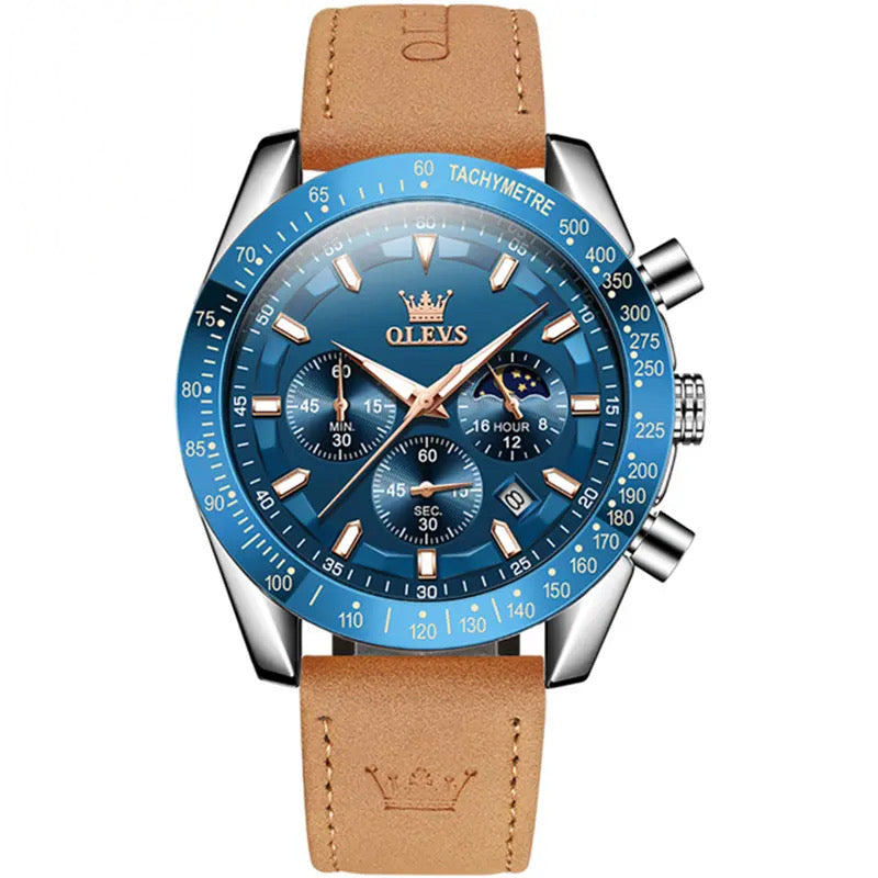Reloj olevs azul/café ole-27