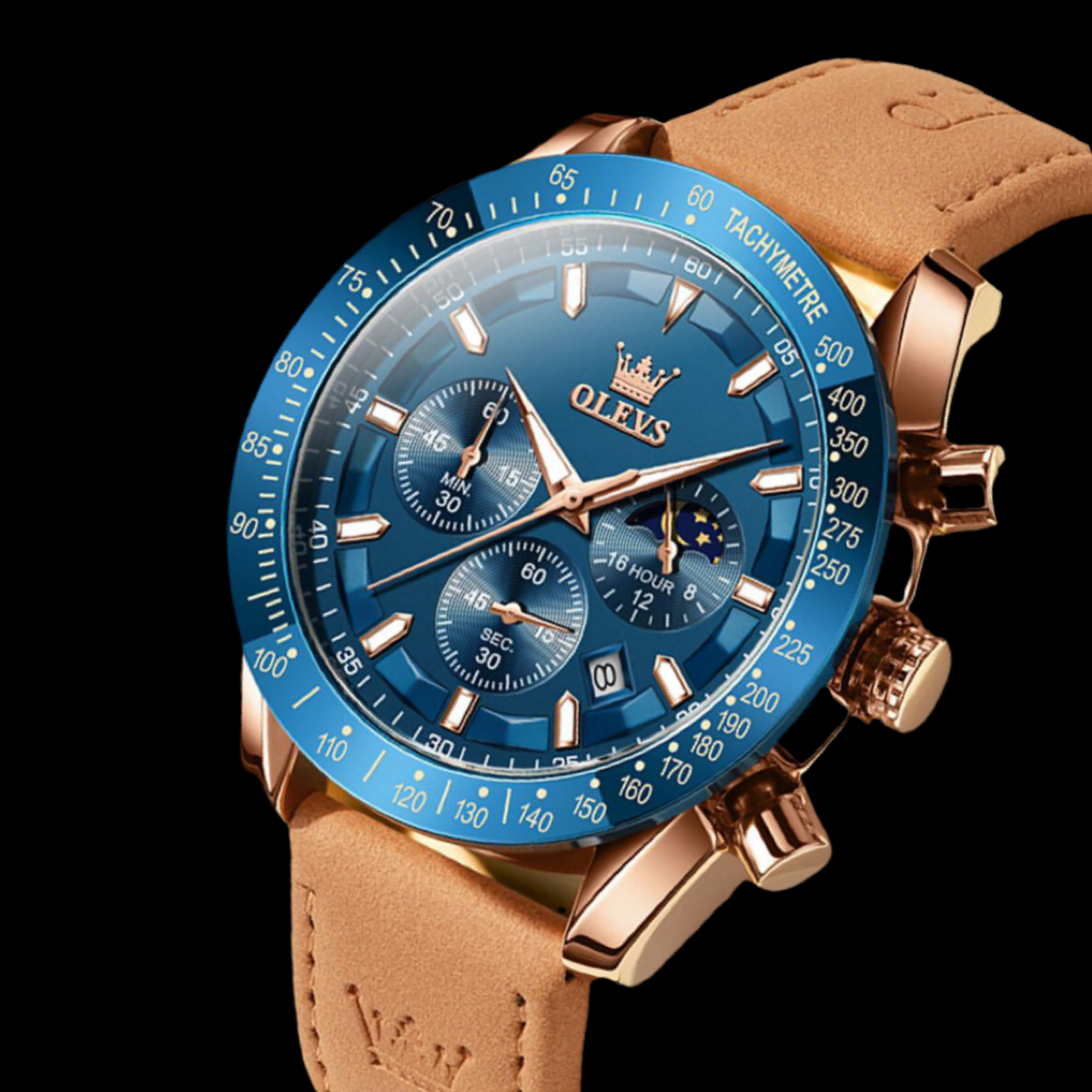 Reloj olevs azul/café ole-27