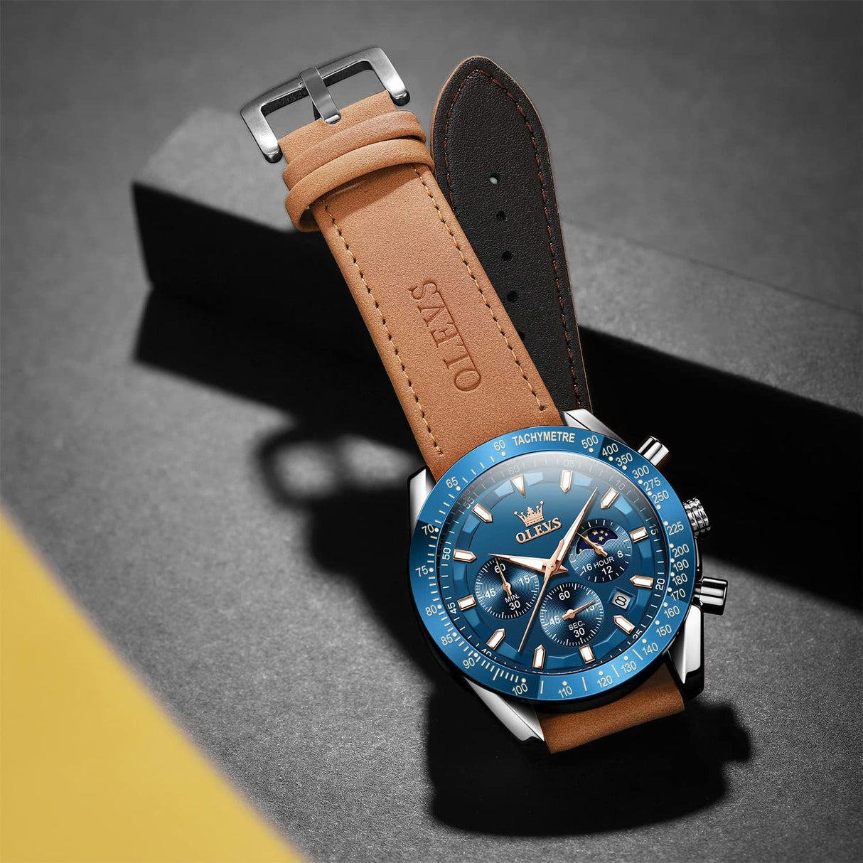 Reloj olevs azul/café ole-27