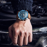 Reloj olevs azul/café ole-27