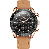 Reloj olevs negro/café ole-28