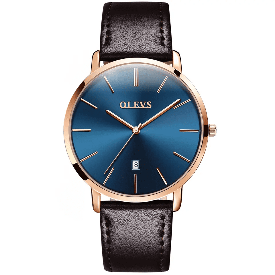 Reloj olevs azul/café ole-8