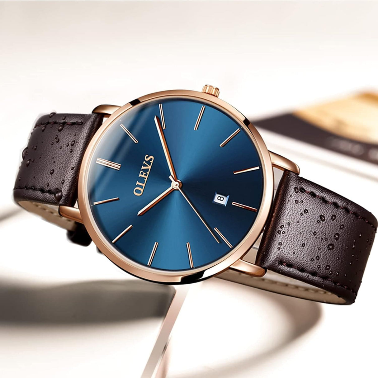 Reloj olevs azul/café ole-8
