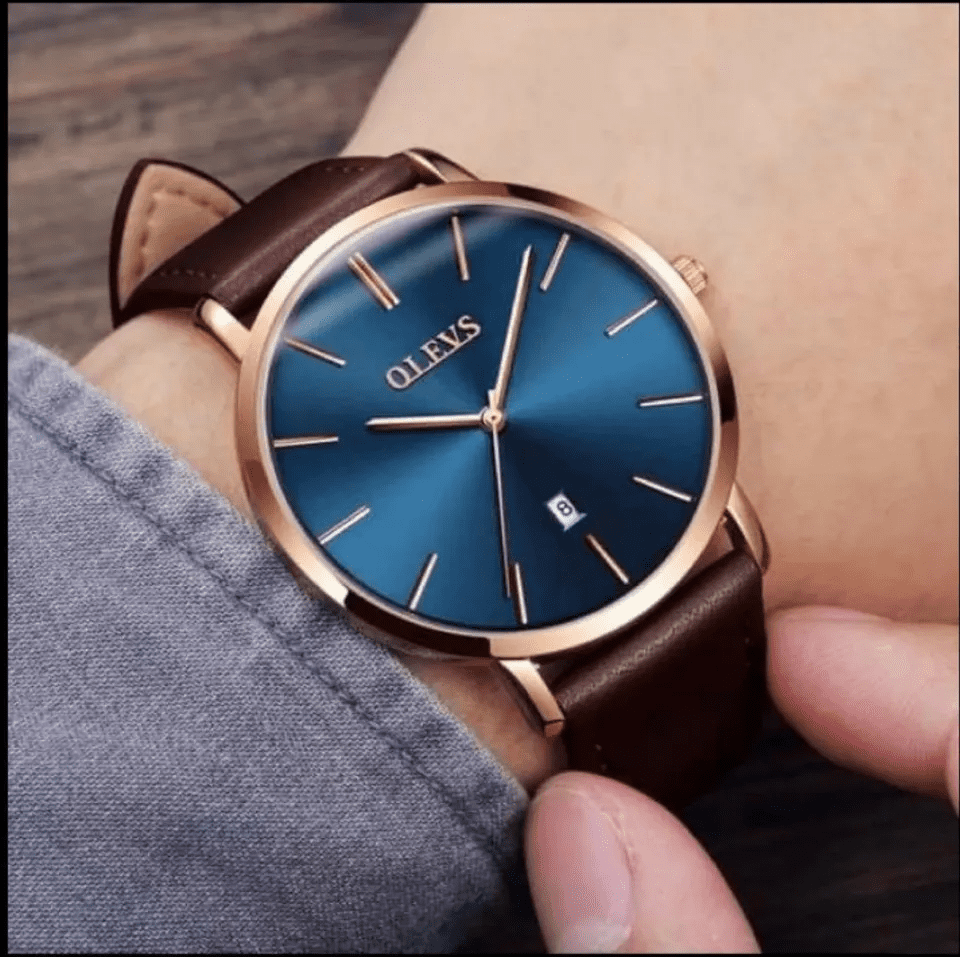 Reloj olevs azul/café ole-8