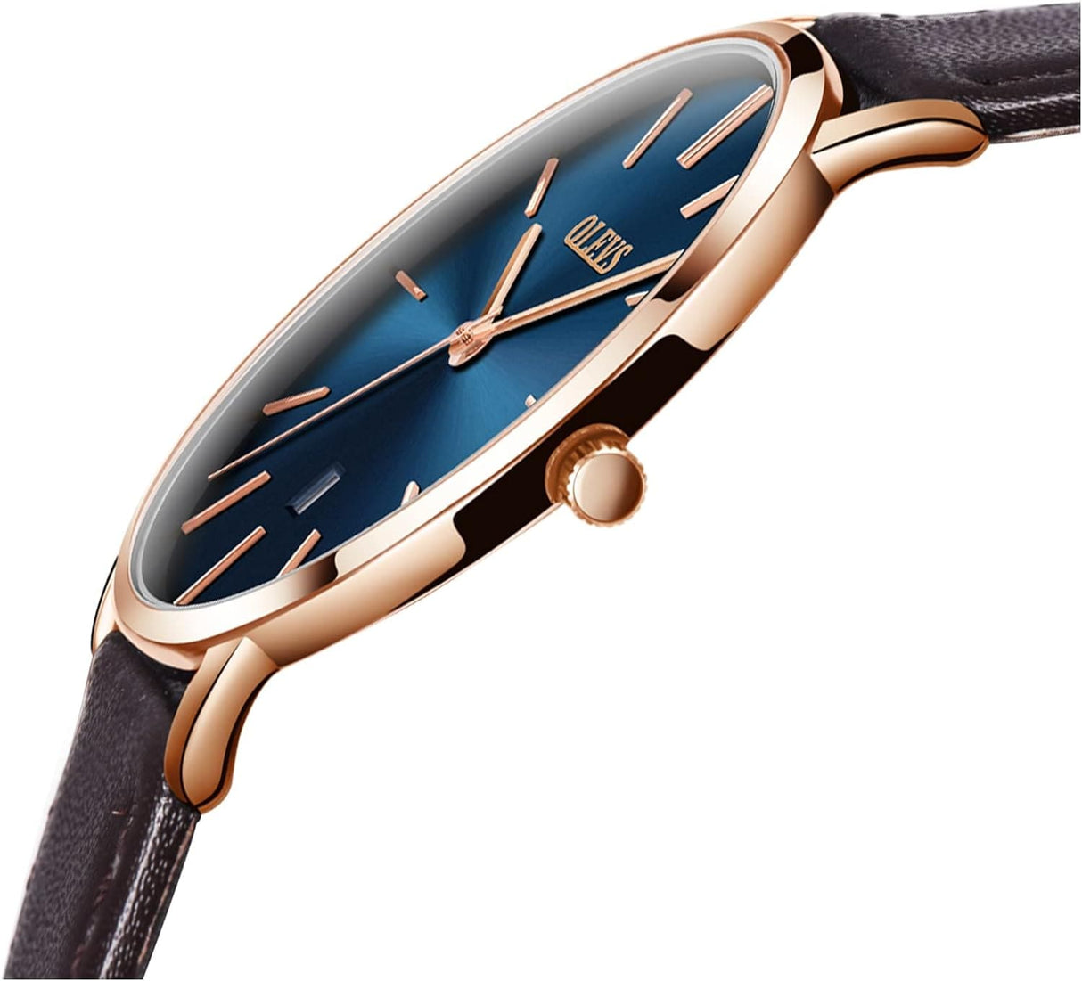Reloj olevs azul/café ole-8