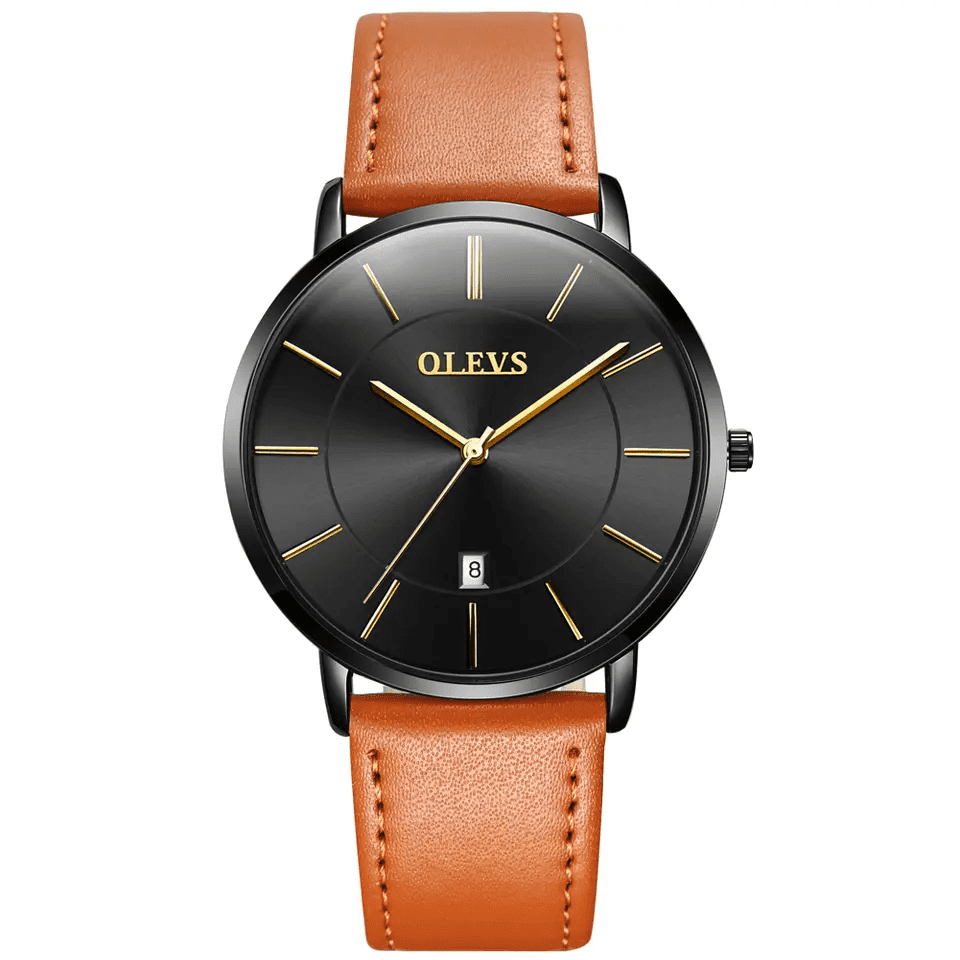 Reloj olevs negro/café ole-9