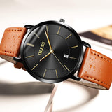 Reloj olevs negro/café ole-9