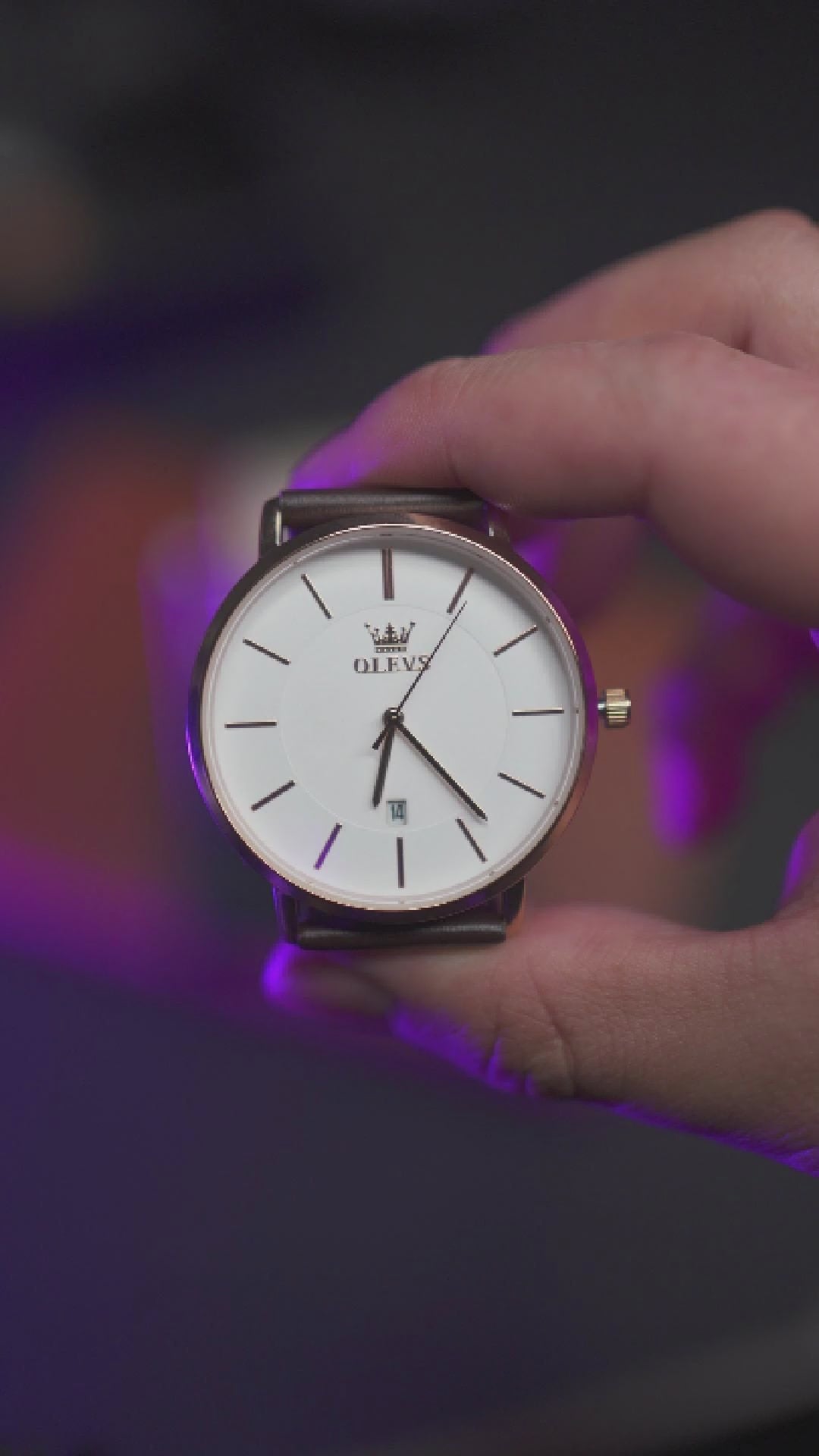 Reloj olevs blanco/café ole-10