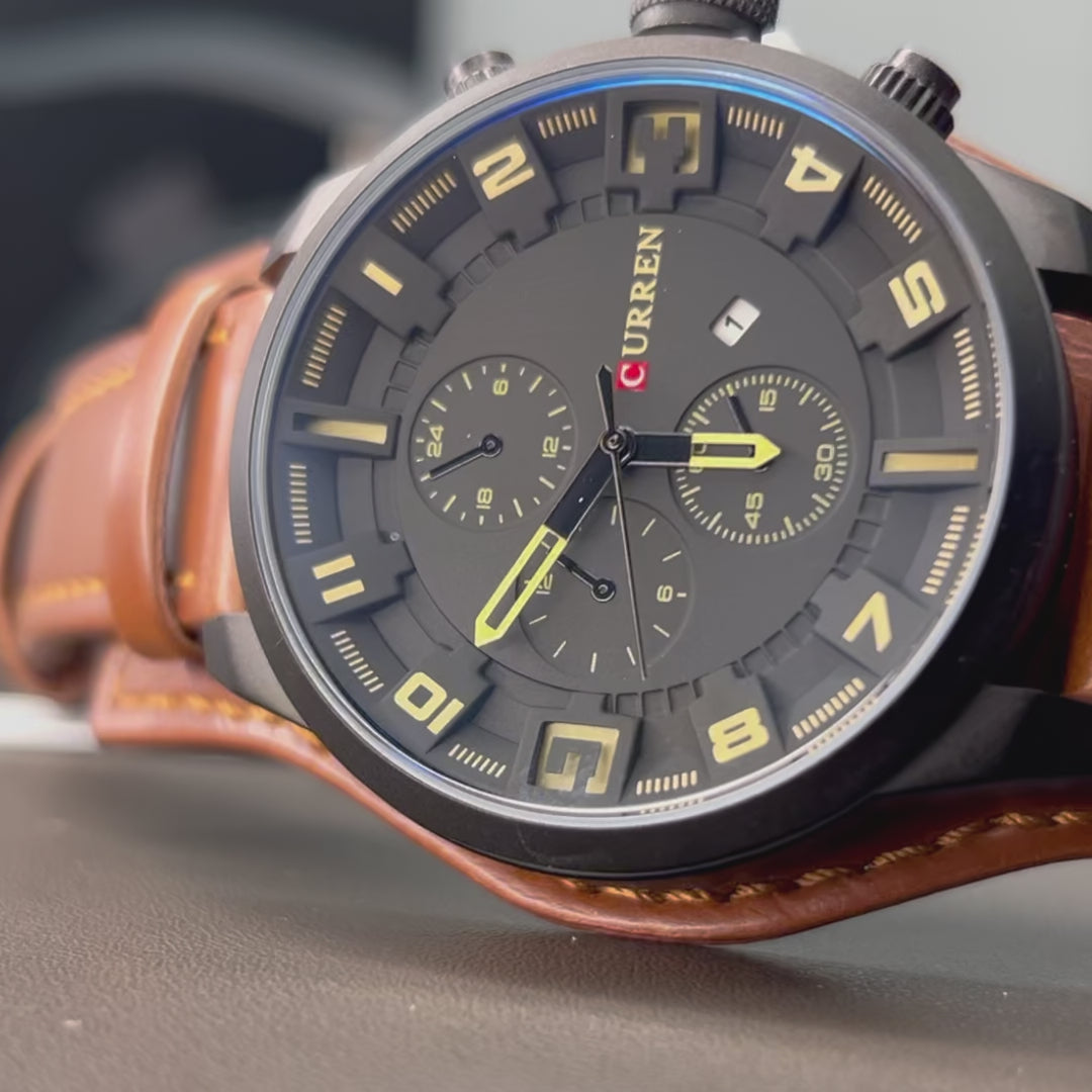 Reloj curren negro/café cur-1