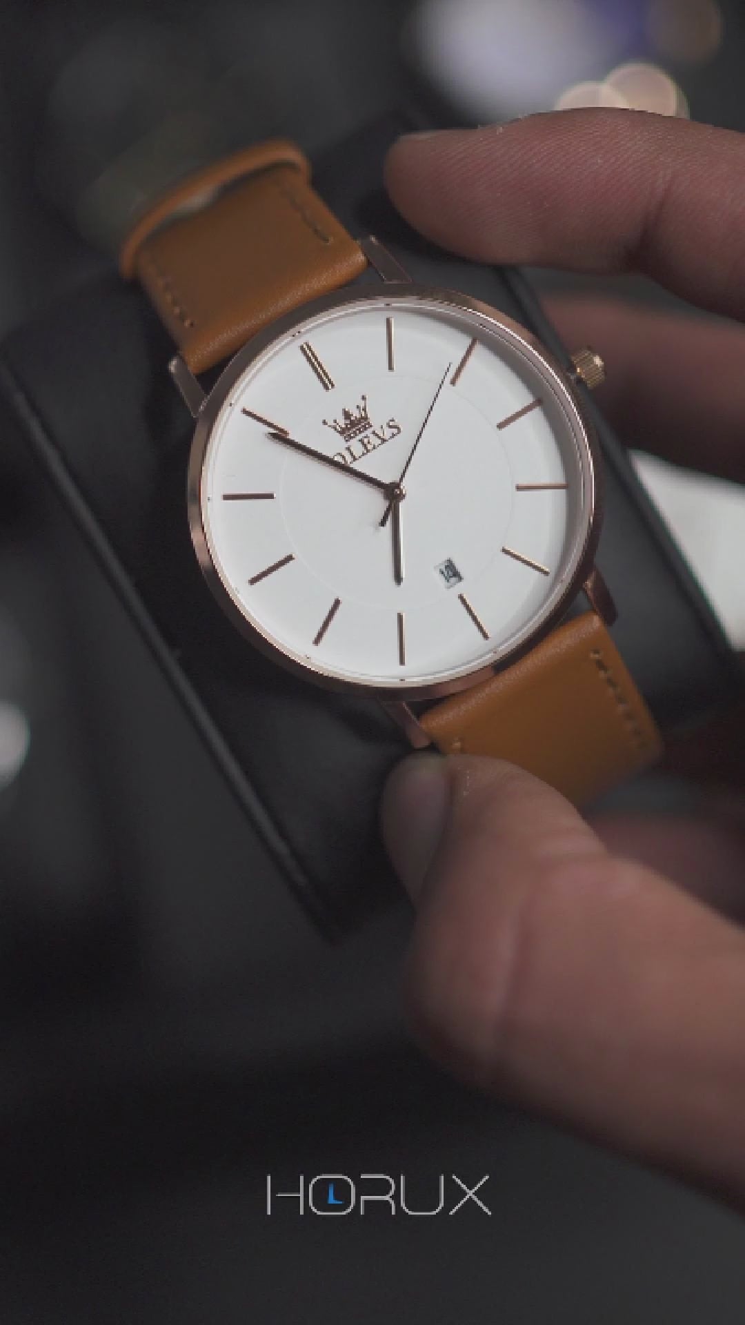 Reloj olevs blanco/café ole-7